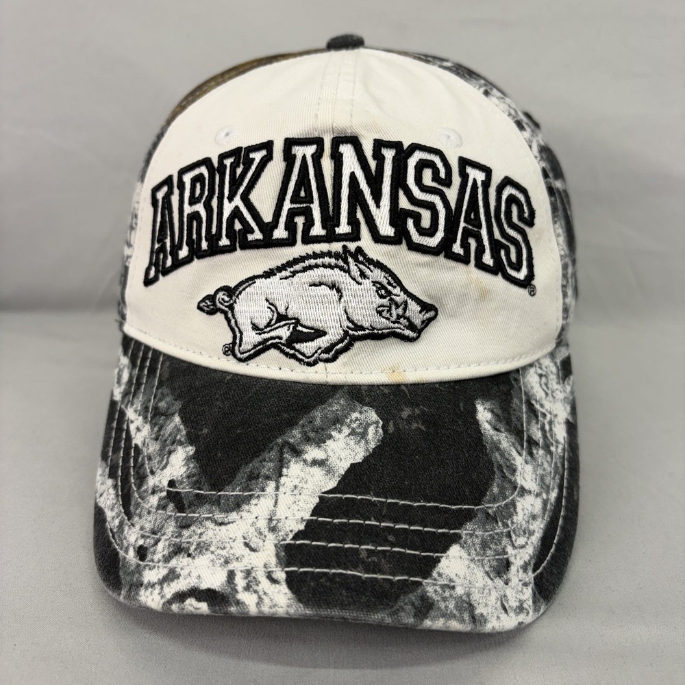 NCAA Arkansas Razorbacks Hat Mens OSFA White Camo Adjustable Cap 2080
